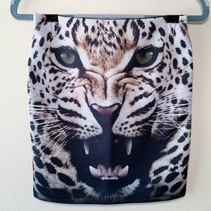 Express XS Tiger Print Skirt Black